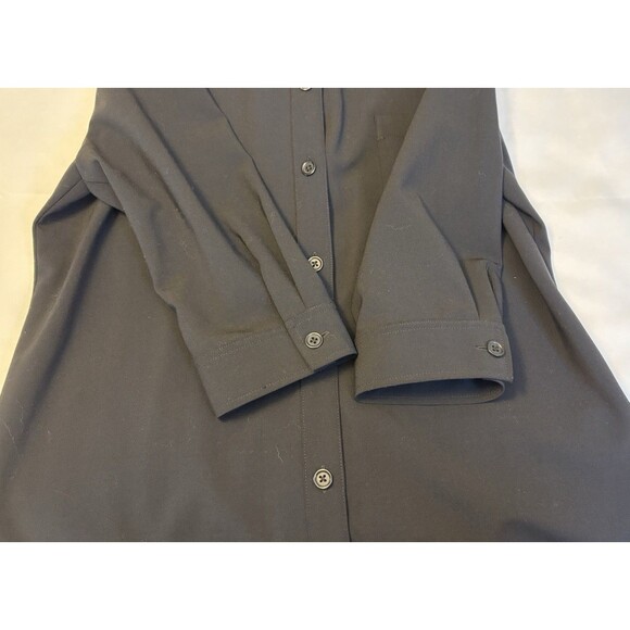 LAUREN RALPH LAUREN Black Button Wool Blend Shirt Dress Women 12 Midi 3/4 Office - Picture 7 of 10